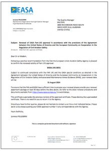 EASA 2022 Certificate
